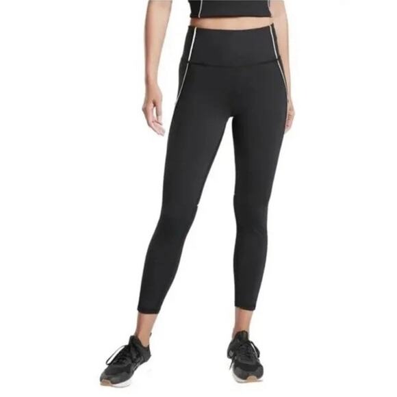 ATHLETA Black Reflective Tailwind 7/8 Tight Size‎ Large - Picture 1 of 14